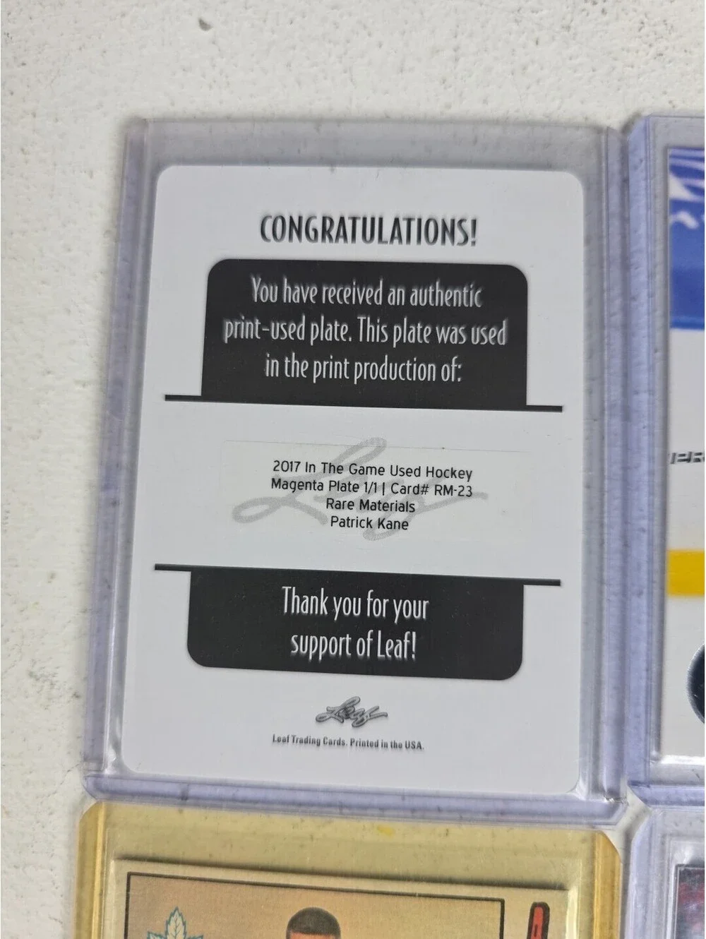 NHL Card Lot Rookie Young Guns Insert 1/1 One Of One PATRICK KANE Press Plate